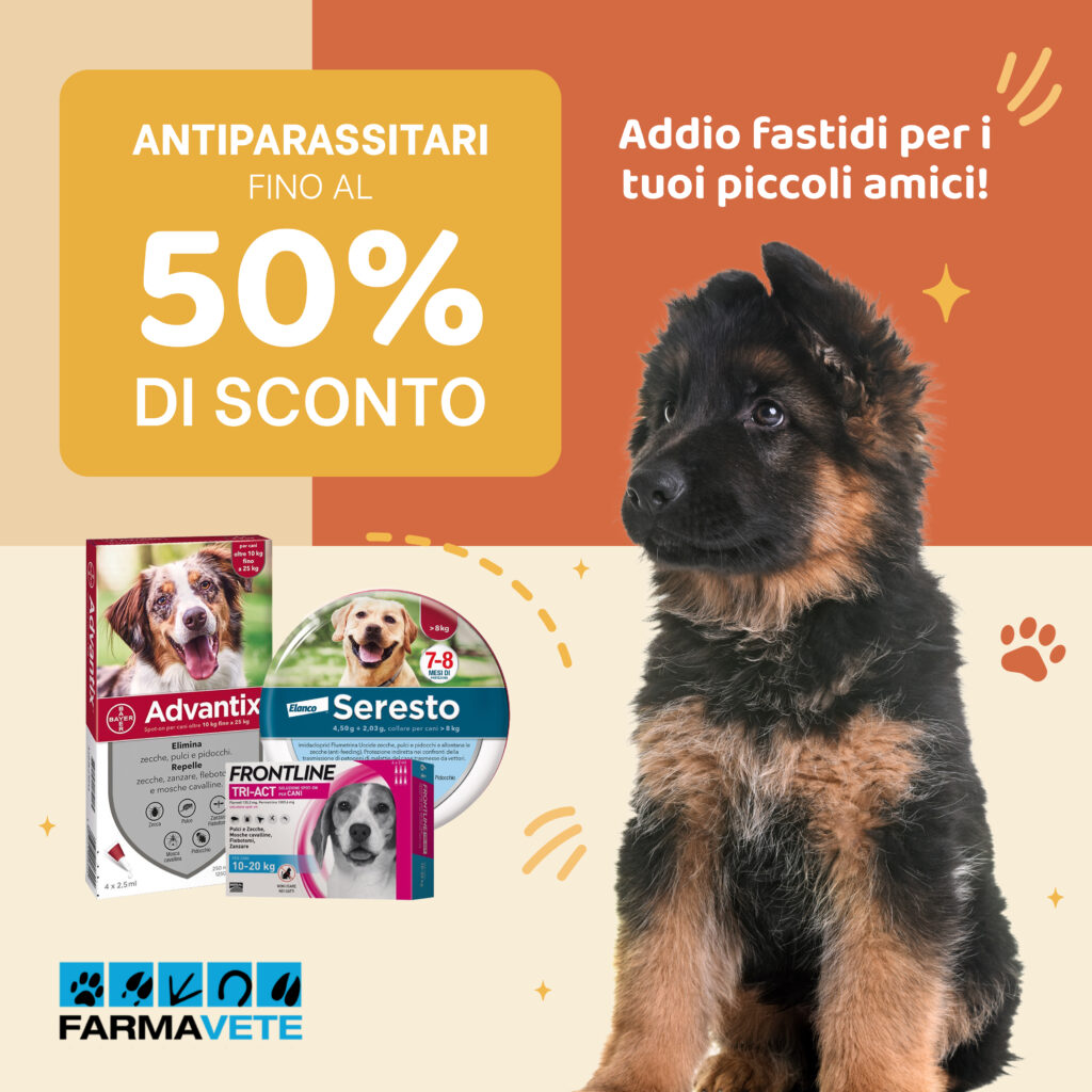 Antiparassitari fino al 50% di sconto. Addio fastidi per i tuoi piccoli amici.